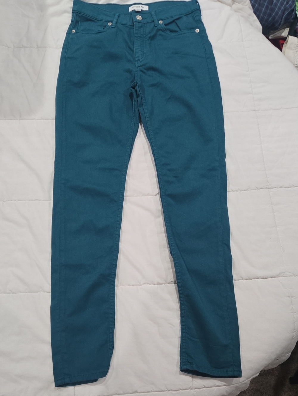 Lacoste Women's Slim Skinny Jeans in Teal Blue